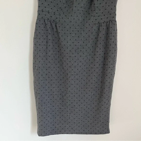 Boden Wool Blend Polka Dot Floral Lined Tulip Split Neck Cap Sleeve Dress Grey 8 - Picture 8 of 9